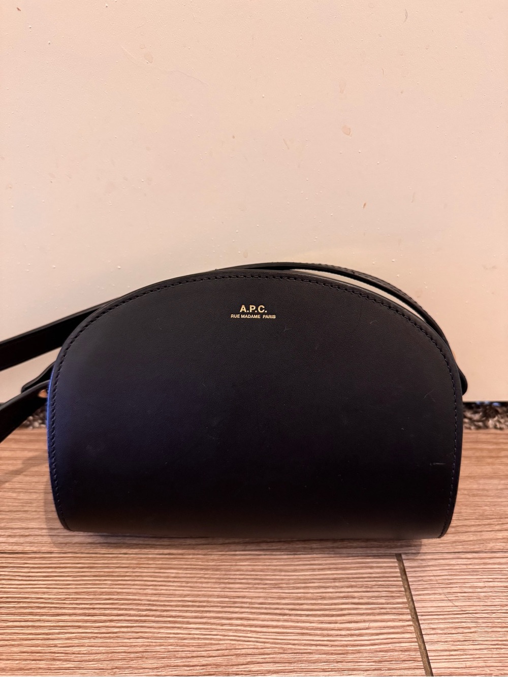 A.P.C. Demi Lune Mini Crossbody Black and Gold